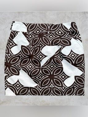 Trina Turk Brown and White Geometric Mini Skirt Size 8